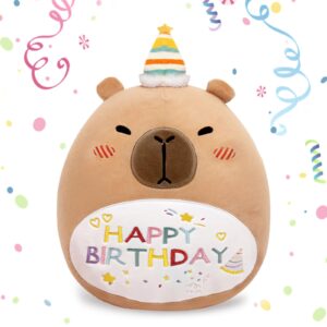 titqwop happy birthday capybara plush pillow 14" capybara stuffed animals capybara plush birthday gift for kids boys girls