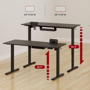 SANODESK Electric Standing Desk with Desk Clamp Power Strip 40"x 24" Whole-Piece Desktop Height Adjustable Stand Up Desk with Cable Management Sit Stand Home Office Desk Black Frame/Black Top