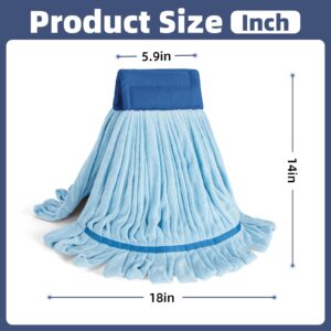 DRKLEAN 2 Pack Large Microfiber Tube Mop Heads,Heavy Duty Industrial Wet Mop Head Refill,Highly Absorbent,Commercial Mop Head Replacement,Wet Mop Heads Replacement (Blue, 2)