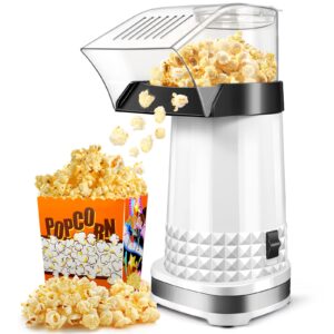 vminno quick & easy hot air popcorn popper maker with measuring cup + melts butter, 4.5 quarts, etl certified, no oil electric popcorn machine with on/off switch for family movie nights (white)