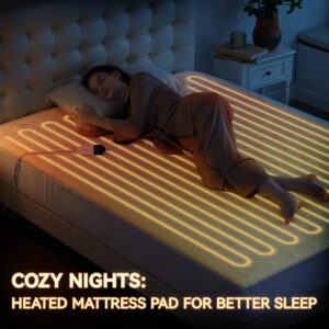 Guohaoi Heated Mattress Pad Full Warm Electric Mattress Pad with 10 Hour Timer Auto Off and 6 Heating Setting, Single Control Soft Heating Mattress Cover Fit Up to 21'' Deep Pocket (54''*75'' White)