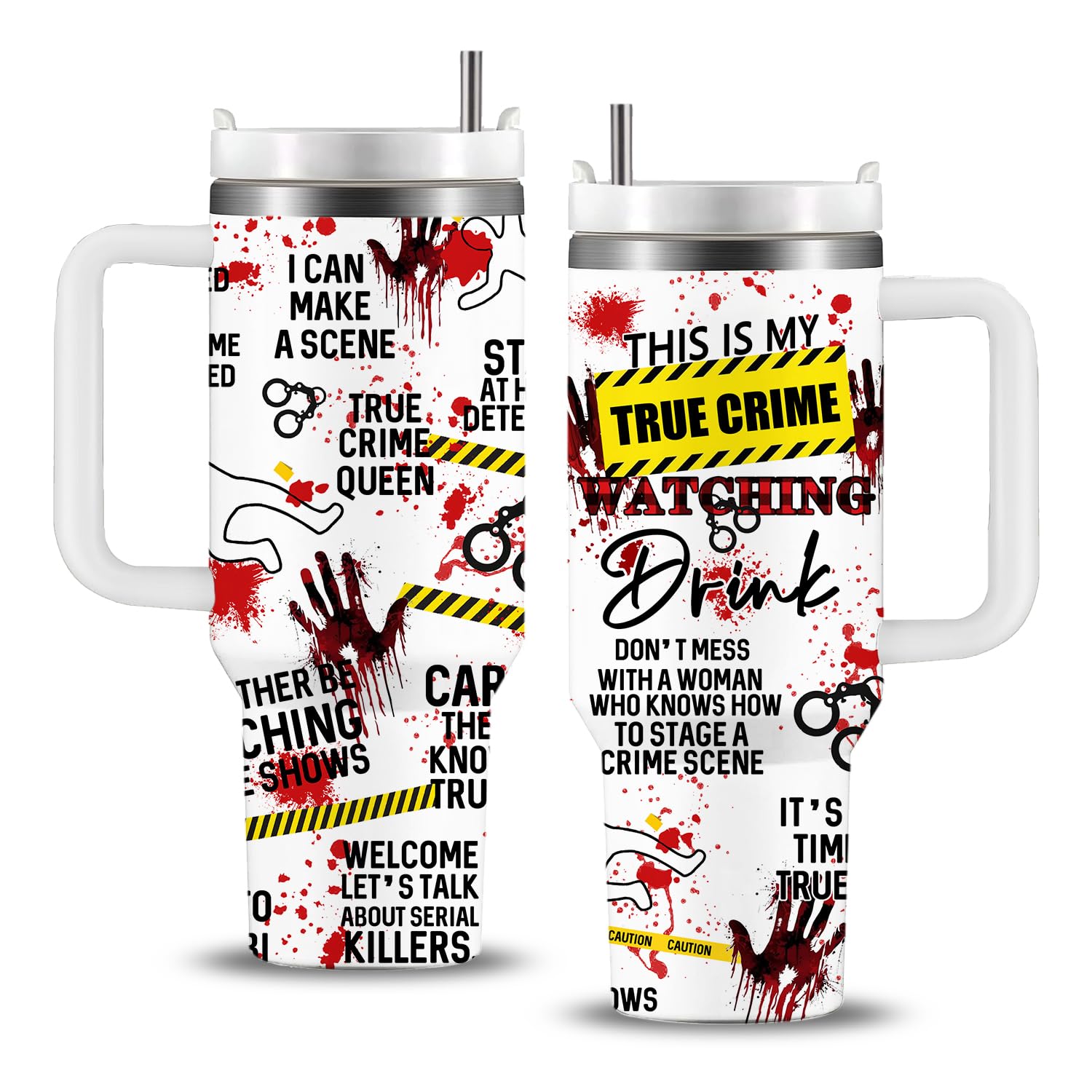 True Crime Gifts - This is My True Crime Watching Drink Tumbler 40 Oz, Crime Junkie Merch Gifts for True Crime Lovers Mug, Crime Scene/Detective Fans Gifts, Crime Show Lover Gifts Halloween Horror Cup