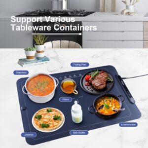 Silicone Food Warming Mat,3 Temperature Set Food Warmer with Child Lock,Quick Heating of Surface,Anti-Scald of Back,Portable Warming Trays for Party,Food Warmer Mat for Thawing,Drying,Fermentation