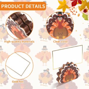 Tkifoda 18 Pcs Fall Turkey Place Card Holders with Card Harvest Thanksgiving Place Cards Mini Turkey Name Card Photo Picture Stand Holder for Fall Thanksgiving Table Decorations Wedding