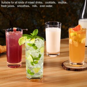 LUNA & MANTHA Drinking Glasses Highball Glasses Set of 6, Water Glasses 16oz, Wide Mouth Design Lead-Free Crystal Glassware, Cocktail Glasses Drinking Set, Tall Glass Cups for Mojito and Tom Collins