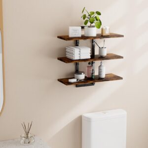 PAPAGIFTREE 3 Tier Floating Shelves for Wall, 16 inch Floating Kitchen Shelves for Wall, Floating Shelves for Bathroom Wall, Industrial Display Shelf for Living Room, Bedroom