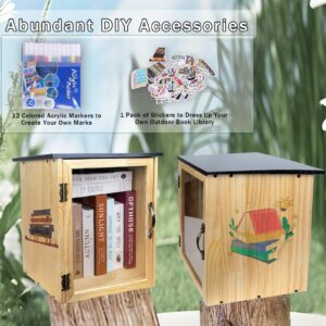 WodGod Little Library Box Outdoor, Little Library Free Library Outdoor Box Storage, Free for Neighborhoods, Community, Sharing Books, Literature, Newspaper etc.(1 Pcs Sticker for DIY)