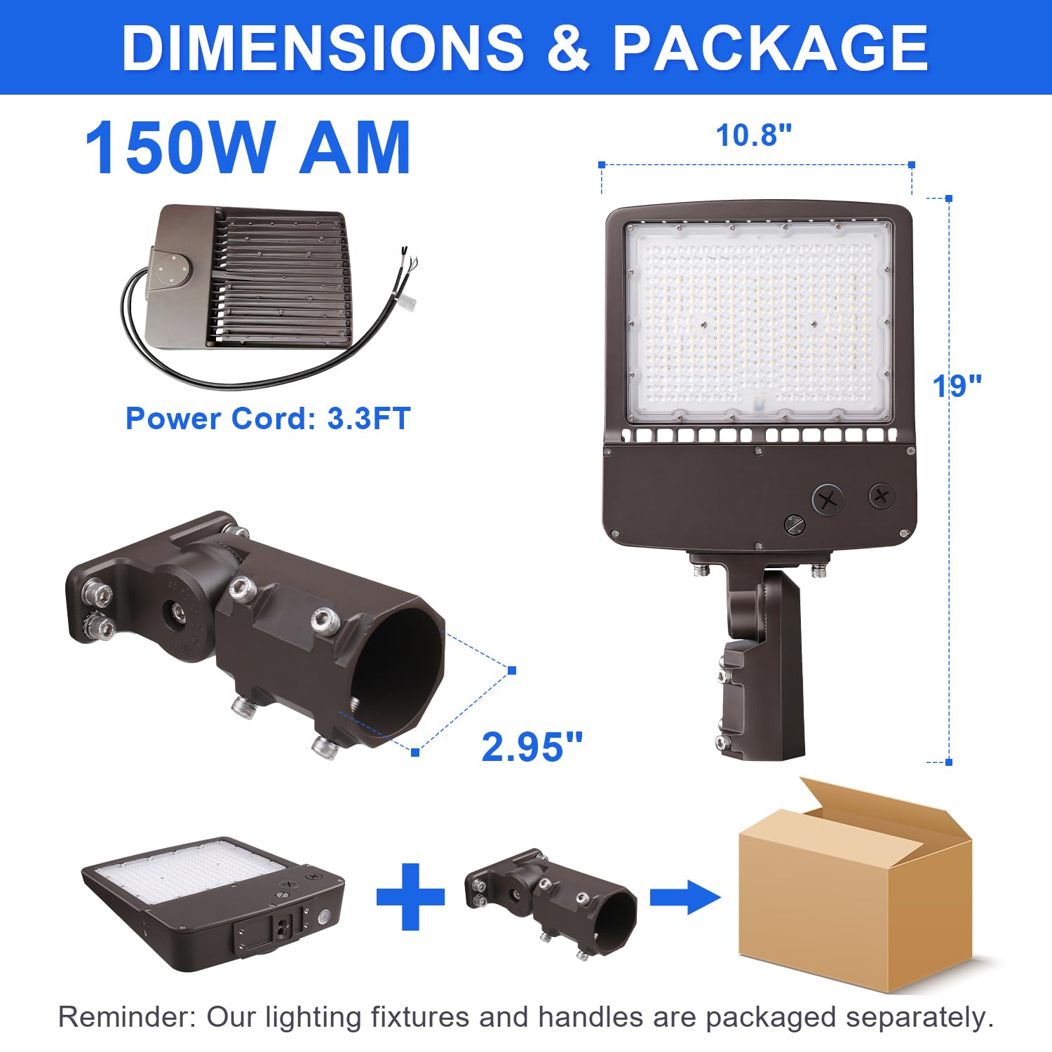 480V 150W LED Parking Lot Light, 21000LM(140lm/w) 5000K LED Shoebox Area Light - Slip Fitter Mount, Dimmable Outdoor Commercial Street Lighting (600W HID/HPS Equivalent) IP65 277-480V UL DLC Listed