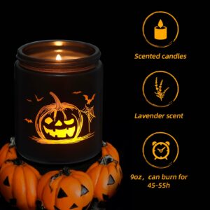 Halloween Lights Candles with LED, Halloween Decorations for Outdoor/Indoor/Party, Fall Candle with Lavender Scent (Over 40 Hours Burn), Gifts for Friends Woman Kid, Accessories & Stuff, 100% Soy Wax