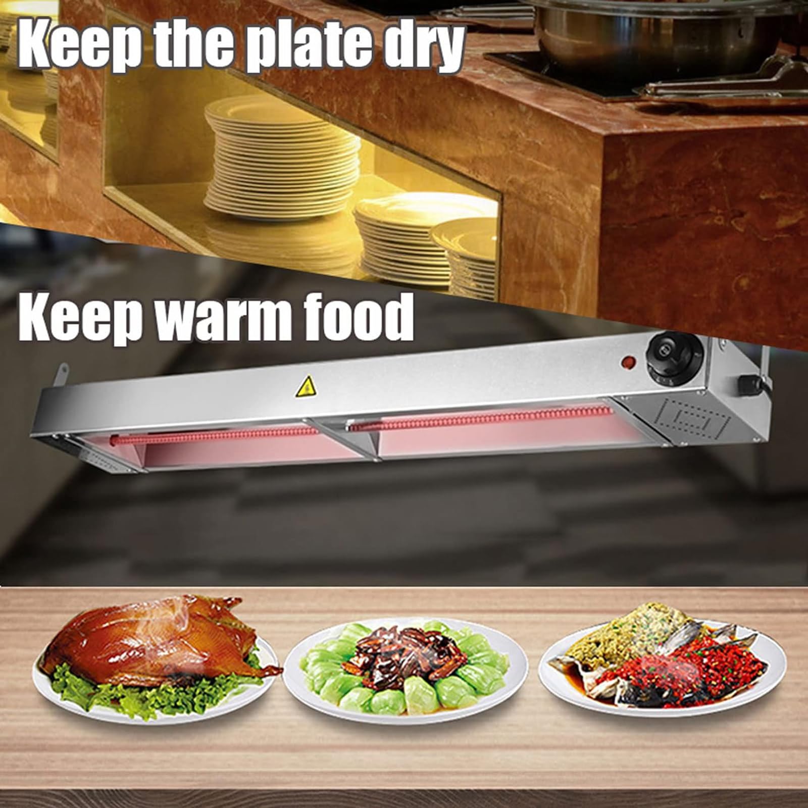 YMAOMAO Heat Lamp Food Warmer, Commercial Food Heat Lamp, Electric Food Warmer for Parties Buffets, Strip Catering Heating Lamp for Keep Food Warm, Restaurant Kitchen Equipment,150x15x6.5CM