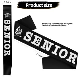 SKJIAYEE 18 Pack Class of 2025 Senior Sashes, Black Satin Finally Graduated Sash with Silver Printing Letters Cheerleader Senior Sash for Class of 2025 Graduation Party Celebrations Supplies