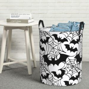 HSYOYO Bats Spider Webs Laundry Basket Collapsible Laundry Hamper Large Round Laundry Storage Basket with Handles Waterproof Laundry Organizer Bag for Clothes Toy Bedroom Nursery