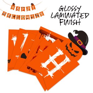 Happy Halloween Birthday Banner, Witch Ghost Pumpkin Claw Theme Party Decorations, Halloween Party Supplies (Orange)