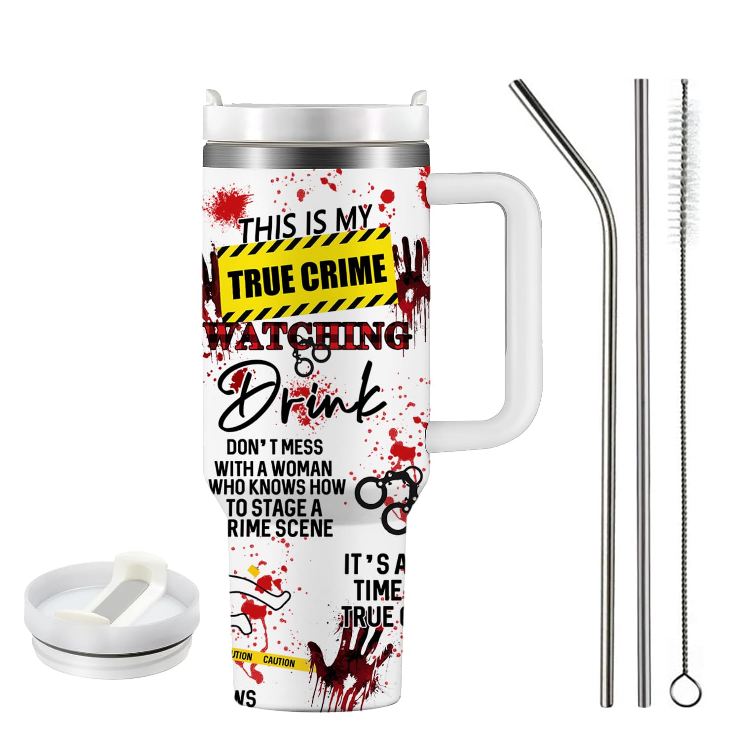 True Crime Gifts - This is My True Crime Watching Drink Tumbler 40 Oz, Crime Junkie Merch Gifts for True Crime Lovers Mug, Crime Scene/Detective Fans Gifts, Crime Show Lover Gifts Halloween Horror Cup