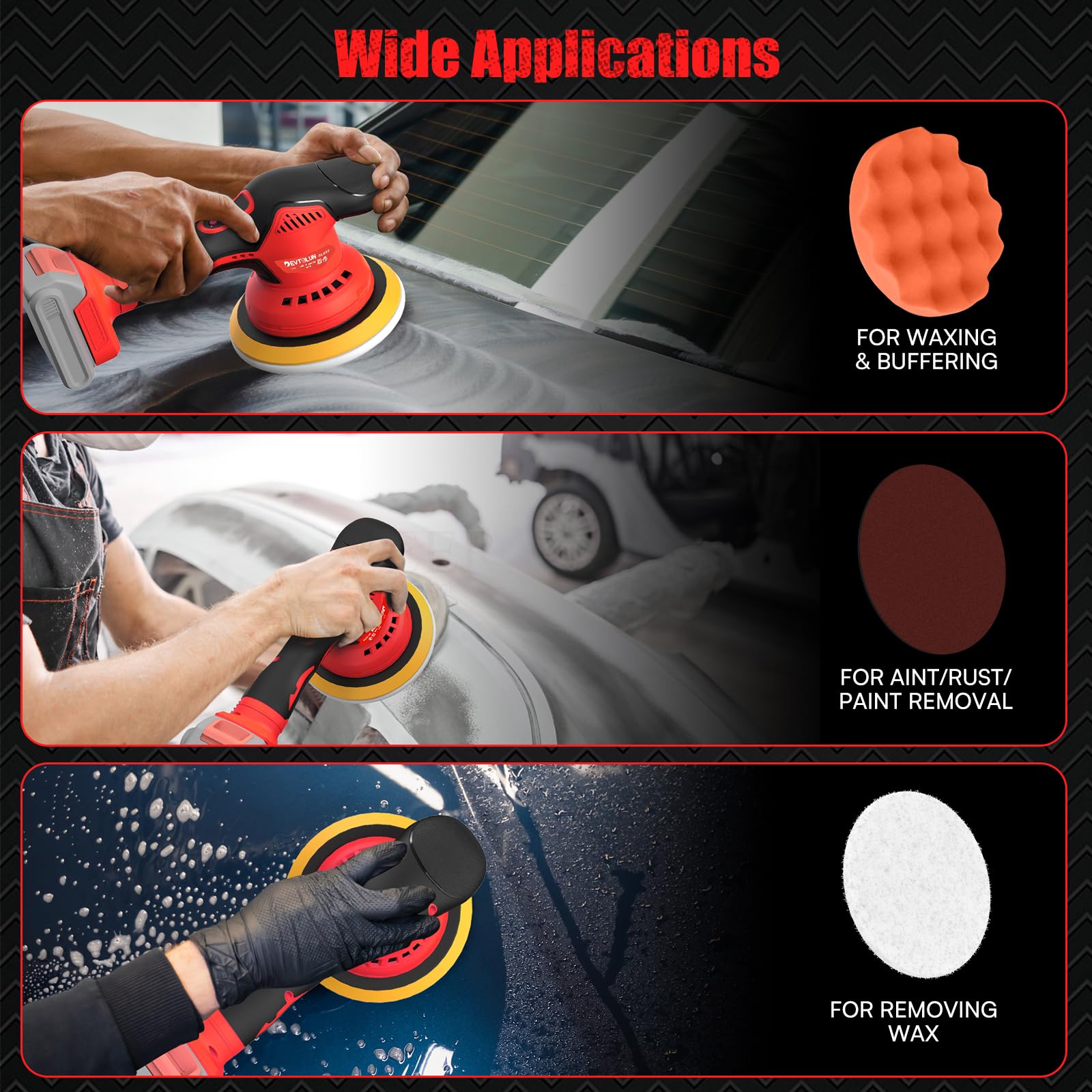 Cordless Car Buffer Polisher for Milwaukee M18 Battery(NO Battery),6 In Brushless Buffer Polisher Kit , 6 Variable Speed 5500RPM Orbital Polisher for Car Detailing Waxing,14PCS Polishing Accessories