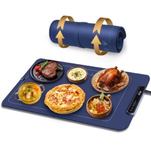 silicone food warming mat,3 temperature set food warmer with child lock,quick heating of surface,anti-scald of back,portable warming trays for party,food warmer mat for thawing,drying,fermentation