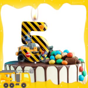 Construction Birthday Candles Number 3 Yellow Black Striped Construction Theme 3rd Birthday Party for Girl Boy Birthday Cake Topper Graduation Celebration Anniversary Decorations