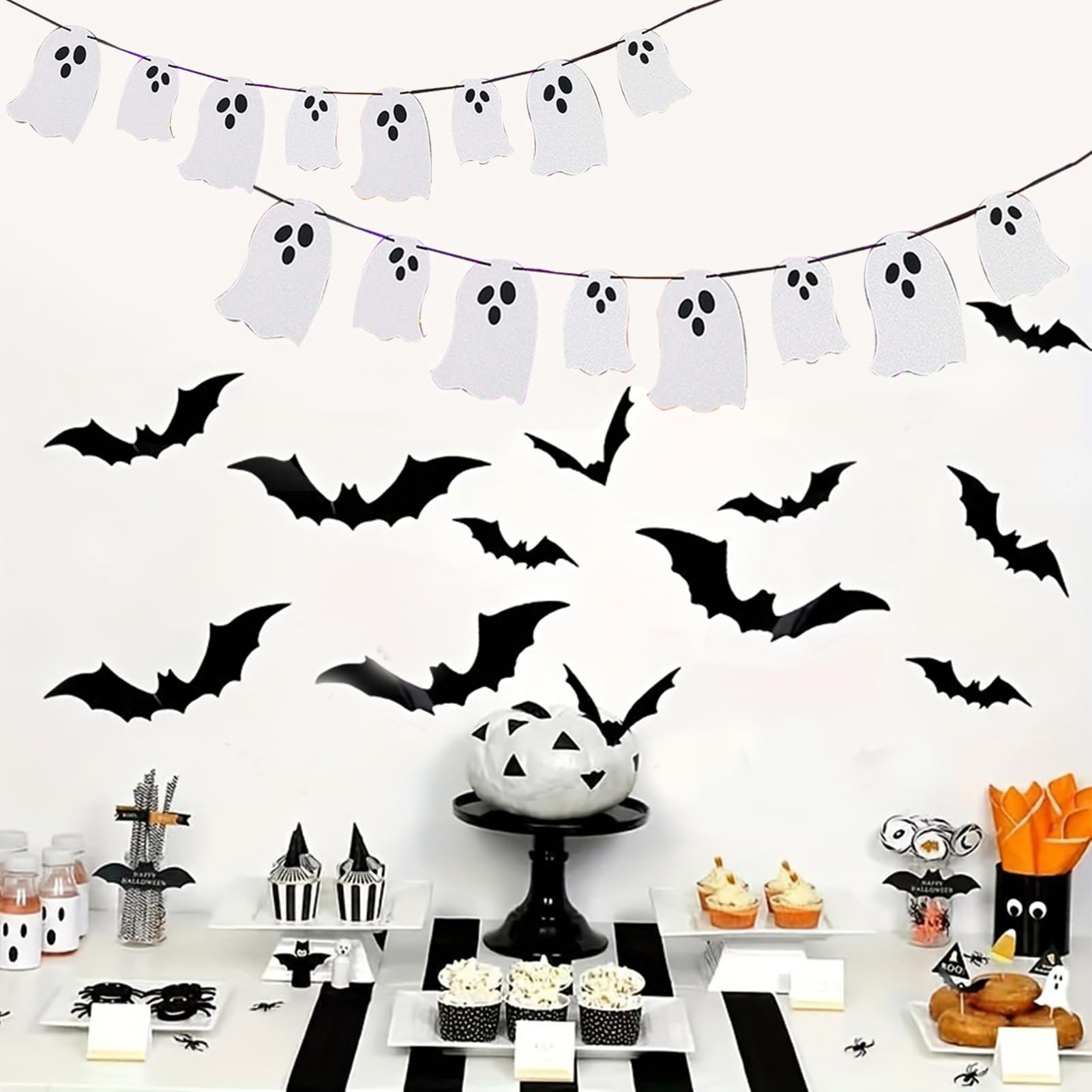 2 Pack Halloween Hanging Ghost Banner Halloween Garland Halloween Decorations Indoor Outdoor Halloween Decor Home