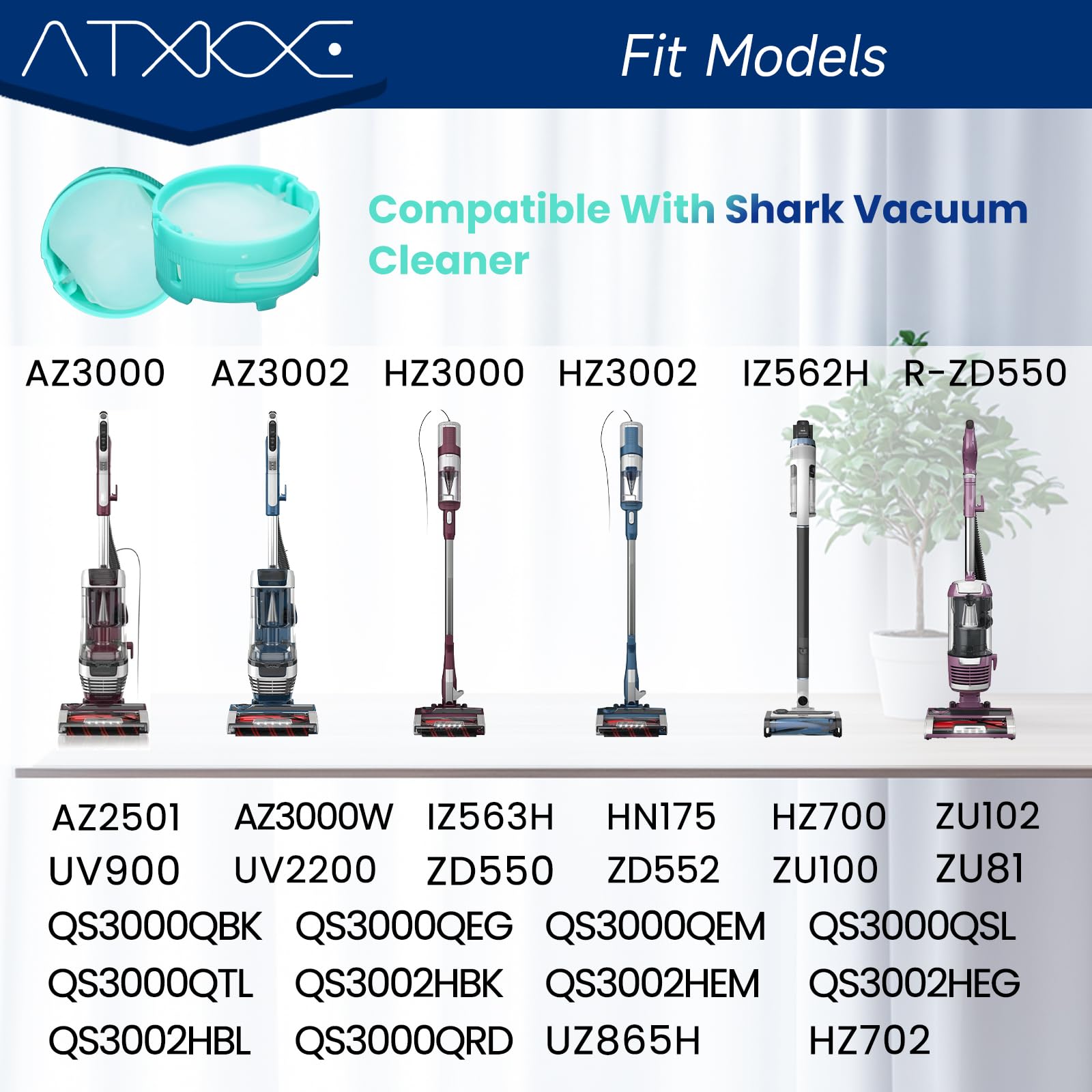 Replacement Fit for Shark Odor Neutralizer Cartridge Air Purifier, Compatible with Shark AZ3000 AZ3002 HZ3000 HZ3002 IZ862H IZ562H ZD550 Stratos Upright Vacuum 1541FC3000,4 Pack