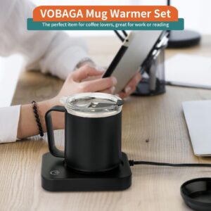 VOBAGA Coffee Mug Warmer Set with Auto Shut Off, Come with 15 oz Coffee Mug, 3 Temperature Setting Coffee Cup Warmer & Portable Candle Warmer for Home Office Desk Accessories