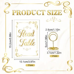 ZhouBoat 31 Sets Gold White Table Number Cards with Holders, 1-30 and Head Table Holder Wedding Table Numbers Stand Place Card for Restaurants Party Centerpieces