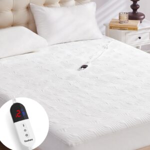 guohaoi heated mattress pad full warm electric mattress pad with 10 hour timer auto off and 6 heating setting, single control soft heating mattress cover fit up to 21'' deep pocket (54''*75'' white)