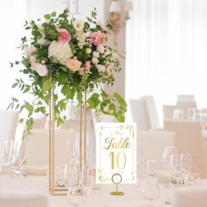 ZhouBoat 31 Sets Gold White Table Number Cards with Holders, 1-30 and Head Table Holder Wedding Table Numbers Stand Place Card for Restaurants Party Centerpieces