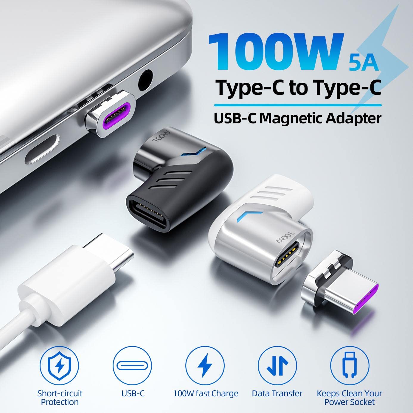 BoxWave Adapter Compatible with Brother ADS-1800W Scanner - MagnetoSnap PD Angle Adapter, Magnetic PD Angle Charging Adapter Device Saver - Metallic Silver