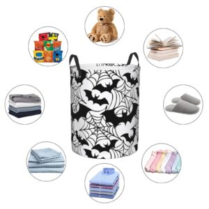 HSYOYO Bats Spider Webs Laundry Basket Collapsible Laundry Hamper Large Round Laundry Storage Basket with Handles Waterproof Laundry Organizer Bag for Clothes Toy Bedroom Nursery