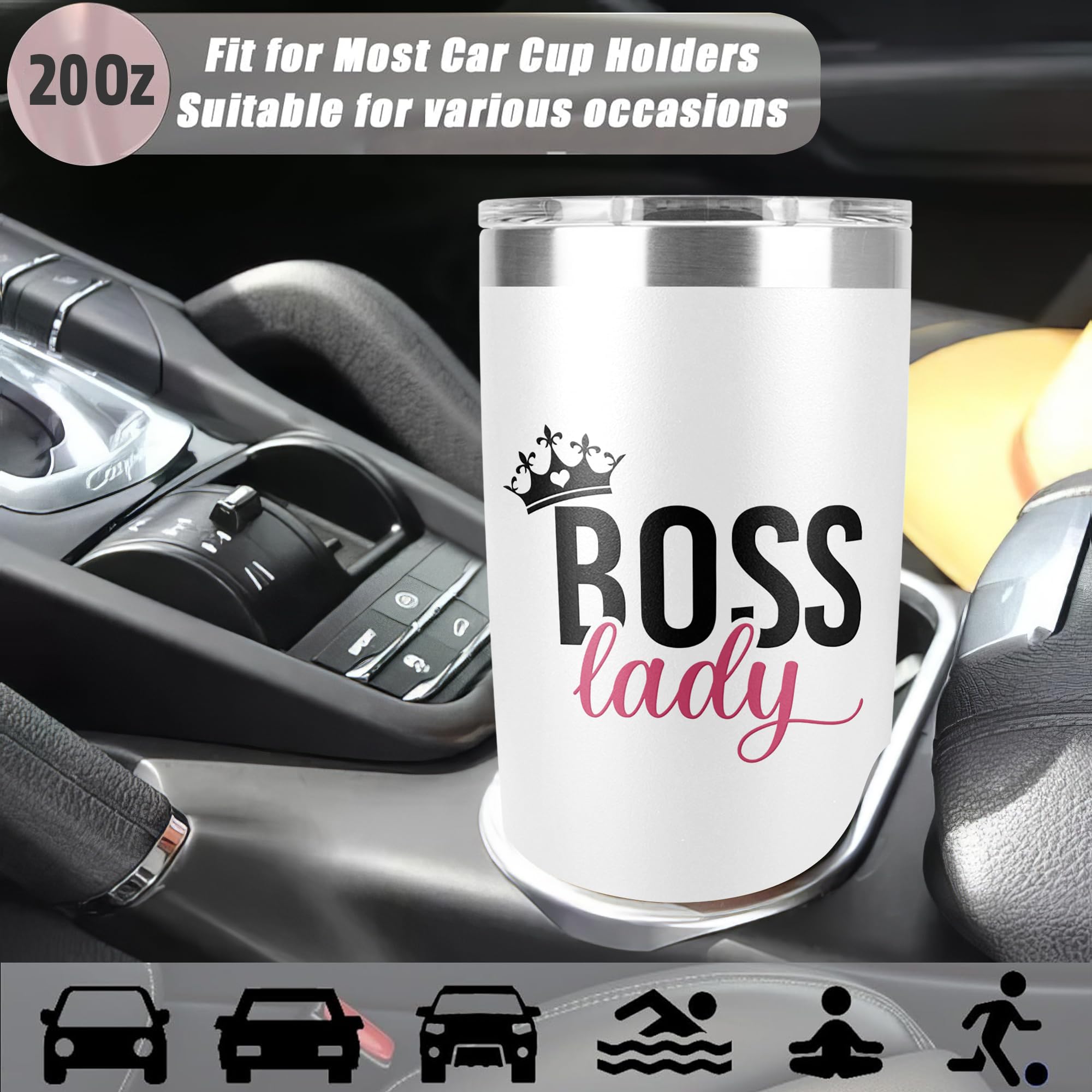 Boss Lady Gifts for Women Boss Day Gifts for Women Tumbler Cup Gifts for Bosses Female Christmas Birthday Gift Ideas for Boss Lady Queen Leader Boss Babe Gag Boss Appreciation Retired Tumbler 20 Oz