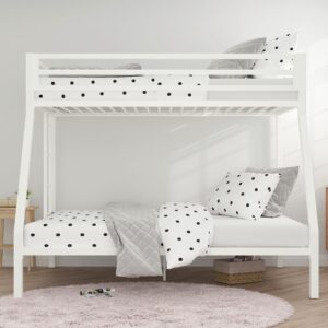 MUTICOR Modern Twin Over Full Metal Loft Bed with Ladder for Junior & Adults, Space-Saving Bunk Bed Frame, Sturdy & Durable, Ideal for Bedrooms, Dorms, and Guest Rooms, White