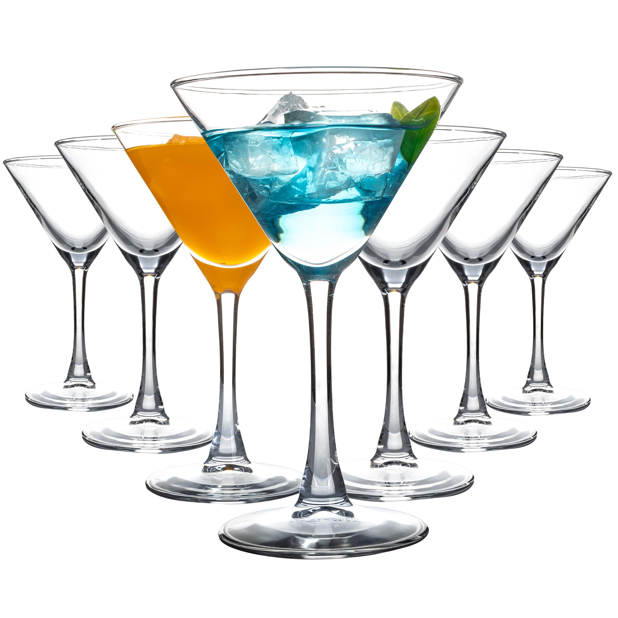 YANGNAY Martini Glasses Set of 7, 6 oz Reusable Cocktail Glasses with Stem, Perfect for Parties Margarita, Gimlet, Cosmopolitan, Dishwasher Safe