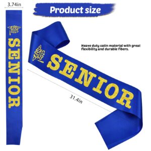 SKJIAYEE 18 Pack Class of 2025 Senior Sashes, Royal Blue Satin Finally Graduated Sash with Gold Printing Letters Cheerleader Senior Sash for Class of 2025 Graduation Party Celebrations Supplies