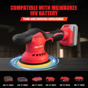 Cordless Car Buffer Polisher for Milwaukee M18 Battery(NO Battery),6 In Brushless Buffer Polisher Kit , 6 Variable Speed 5500RPM Orbital Polisher for Car Detailing Waxing,14PCS Polishing Accessories