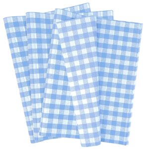 MUNILAIL 100 Sheets Gingham Tissue Paper 14 x 20 Inches Light Blue and White Checkered Tissue Paper for Gift Bags Bulk Wrapping Paper Gift Paper Tissue for Birthday Gift Packing Crafts