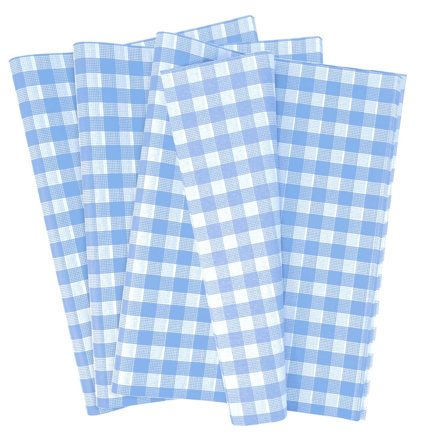 MUNILAIL 100 Sheets Gingham Tissue Paper 14 x 20 Inches Light Blue and White Checkered Tissue Paper for Gift Bags Bulk Wrapping Paper Gift Paper Tissue for Birthday Gift Packing Crafts