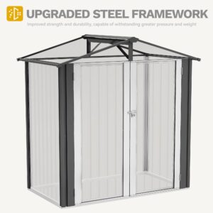 DWVO 5.6x3.2ft Metal Outdoor Storage Shed, Waterproof Tool Shed Heavy-Duty Storage Unit with Lockable Door and Vents, Ideal for Bicycles, Tools, Lawnmowers, Backyards, Patios, Lawns - Dark Gray