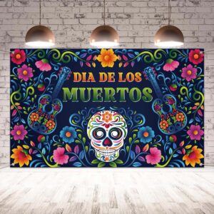 Dia De Los Muertos Backdrop for Photography Day of The Dead Banner Mexican Fiesta Sugar Skull Decorations and Supplies for Home Altar Ofrenda