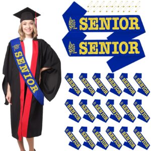 skjiayee 18 pack class of 2025 senior sashes, royal blue satin finally graduated sash with gold printing letters cheerleader senior sash for class of 2025 graduation party celebrations supplies