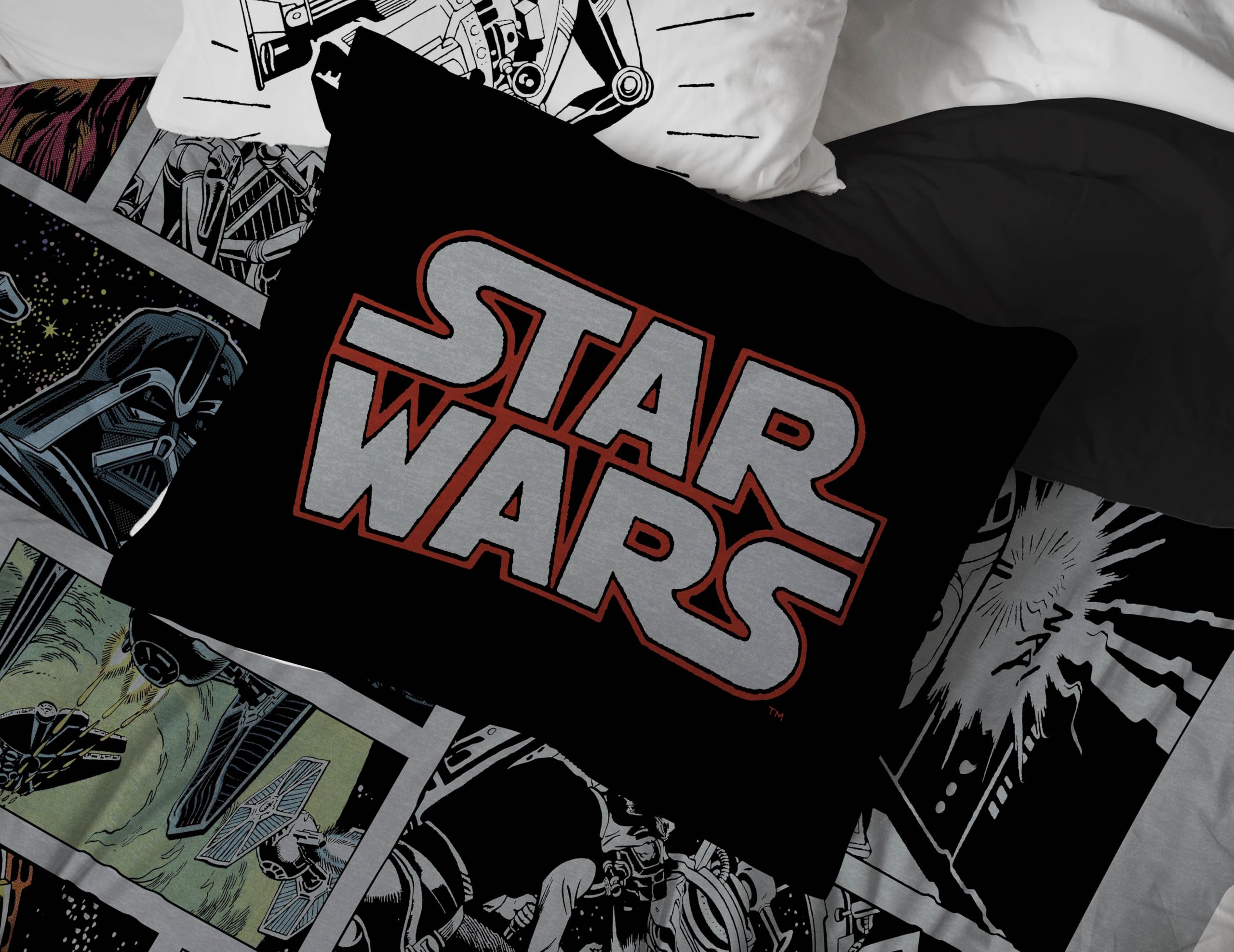 Star Wars Comic Book Twin Size Comforter Set - 5 Piece Bedding Includes Sheet Set & Pillow Covers - Super Soft Cozy Kids Bedding