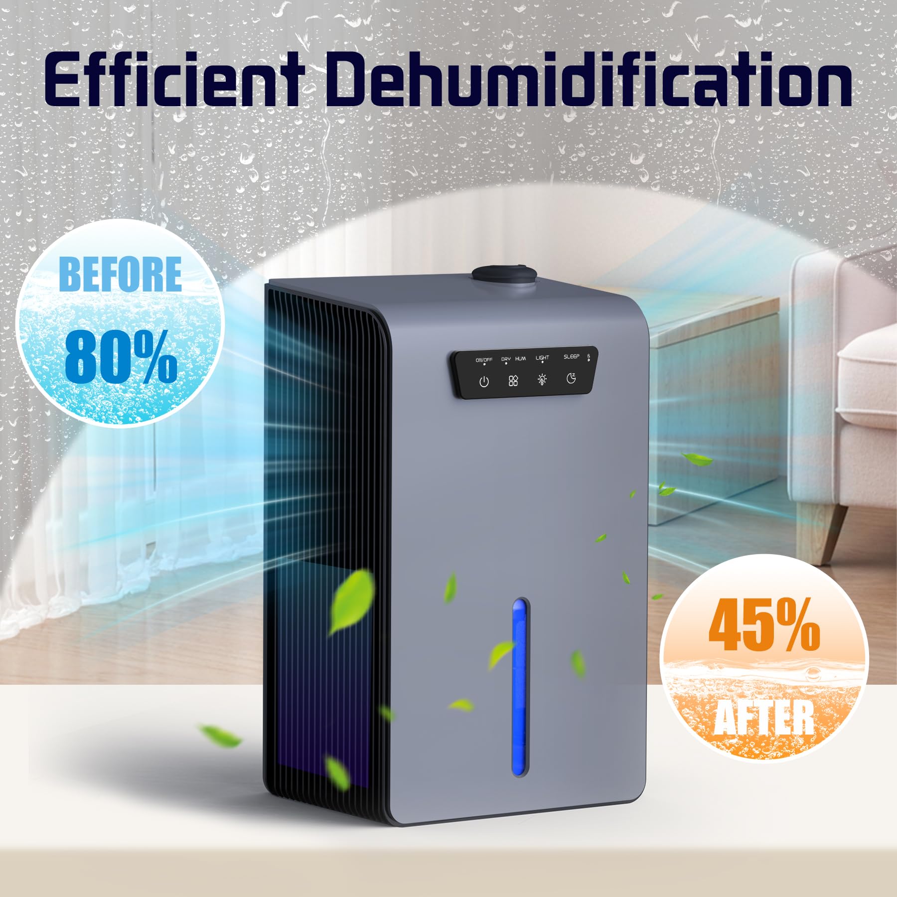 Dehumidifier,2 in 1Humidifier Dehumidifier Combo,102 OZ Water Tank Dehumidifiers for Home Bedroom,Small Dehumidifier for Basement Bathroom,Auto Shut Off,Sleep Mode,7 Colors LED Light