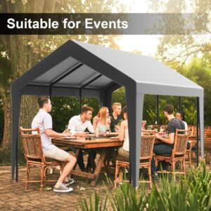 10x20 Carport Canopy Replacement Cover, 220g Heavy Duty Car Canopy Garage Tent Top Cover with Fabric Leg Pole Skirts and Ball Bungees Grey (Frame is not Included)