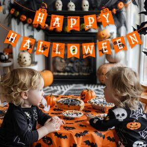 Happy Halloween Birthday Banner, Witch Ghost Pumpkin Claw Theme Party Decorations, Halloween Party Supplies (Orange)