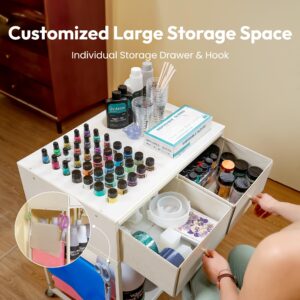 Resiners Epoxy Resin Kit Storage Cart, Mica Powder Storage Table for Organize Resin Supplies Epoxy Resin Pigments Mica Powder Glitter Powder Mixing Cups Molds Accessories