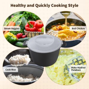 Professional Large Micro Cookware 3 Quart, Microwave Rice Cooker, Microwave Steamer for Vegetables, Safe as Mixing and Serving Bowls, Food Storage Container, Cooker for Microwave- BPA Free, Dishwasher Safe