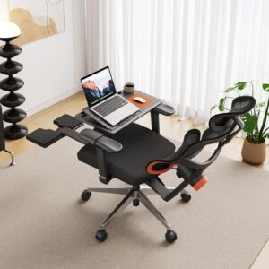 Newtral Ergonomic Office Chair & Laptop Table - Home Office Desk Chair with Footrest, Unique Adaptive Lumbar Support, Seat Depth and Height Adjustable (Black, with Footrest +Laptop Table)