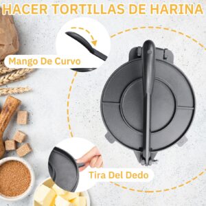 Prensa Para Tortillas De Harina 8 Inch Tortilleras Mexicanas Para Hacer Corn Tortilla, Flour Roti, Chapati, Taco and Quesadilla Press Maker Aluminum Alloy Maquina | with Tortilla Warmer Pouch