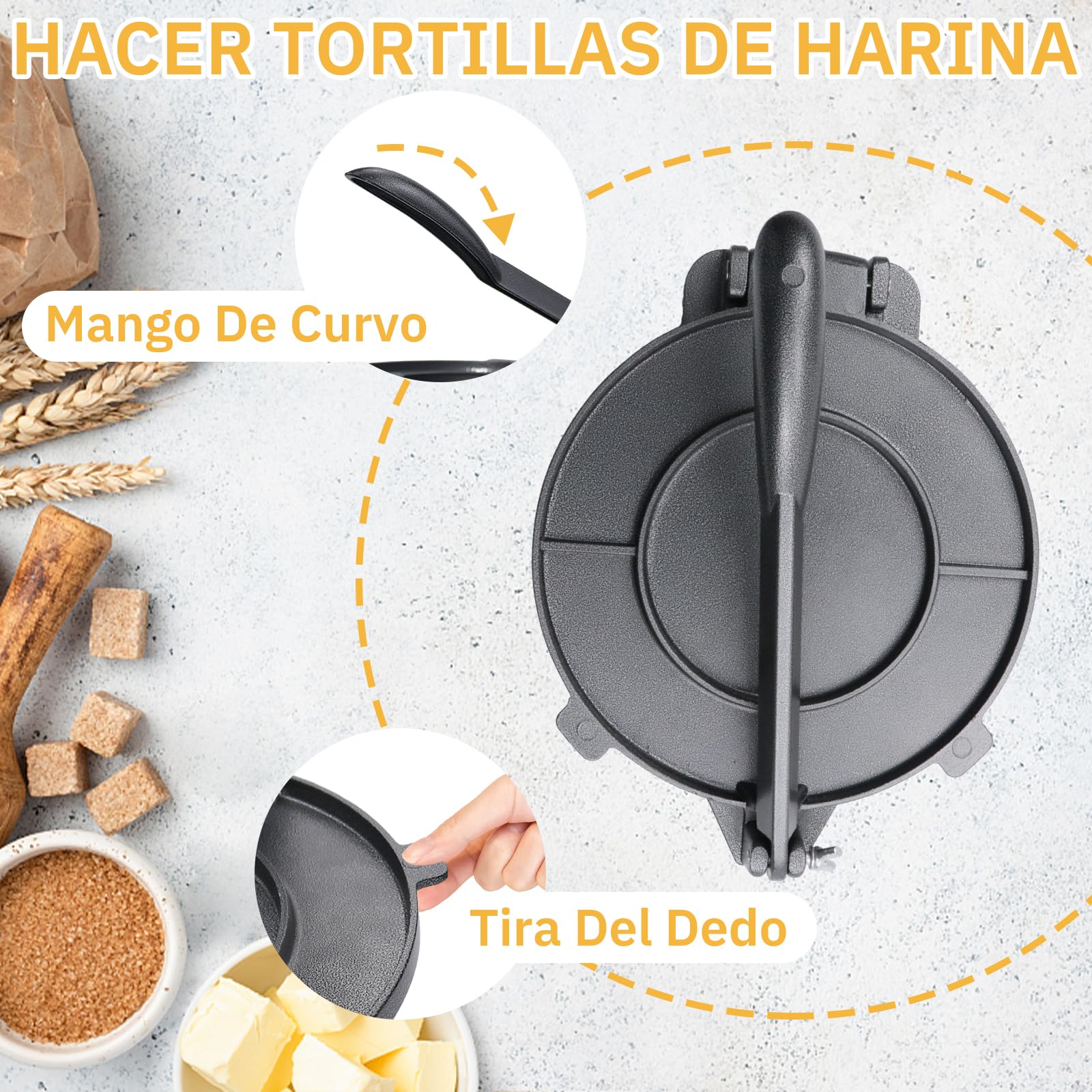 Prensa Para Tortillas De Harina 8 Inch Tortilleras Mexicanas Para Hacer Corn Tortilla, Flour Roti, Chapati, Taco and Quesadilla Press Maker Aluminum Alloy Maquina | with Tortilla Warmer Pouch