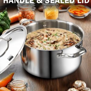 Cooks Standard Multi-Ply Clad Stainless Steel Stock Pot, 7-Quart Pasta Cooking Canning Dutch Oven Pot with Lid, Deep Stockpot Induction Cookware