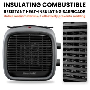 Basics Ceramic Heater Space Heaters for Indoor Use Overheat Protection Tilt Protection Low Noise Heating Portable Heater Adjustable Electric PTC Portable Fan (Grey),700W/1200W,7.48"D x 5.12"W x 8.27"H